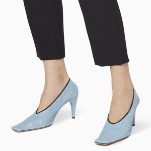 Bottega Veneta Sky Blue Textured Heels